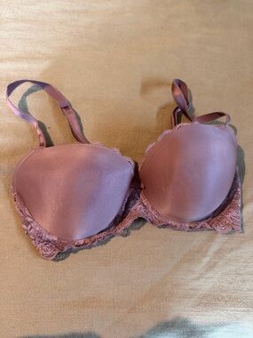 Women's Mauve Lace-Trim lined Demi Bra - Mauve